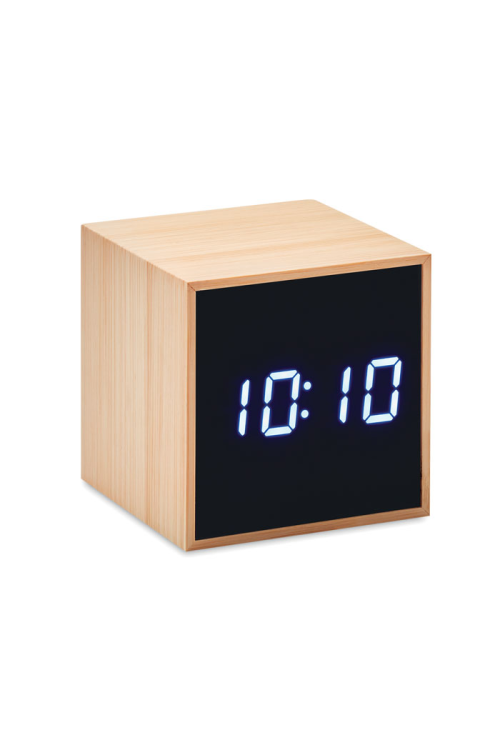 Réveil LED boîtier en bambou