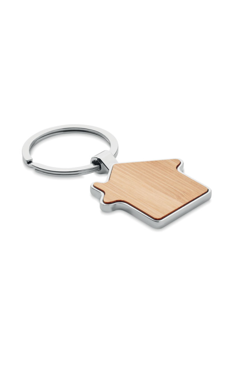 Porte-clés maison métal bambou