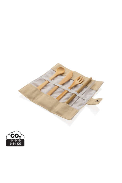 Set de couverts de voyage en bambou réutilisable
