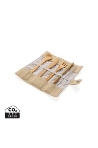 Set de couverts de voyage en bambou réutilisable