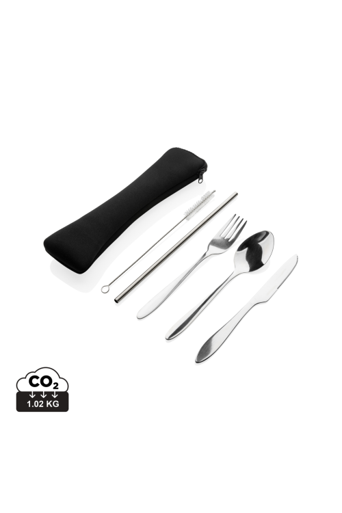 Set de 4 couverts réutilisables en acier inoxydable