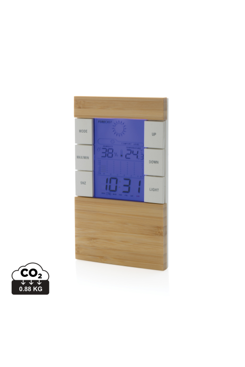 Station météo en bambou FSC® et plastique recyclé RCS Utah