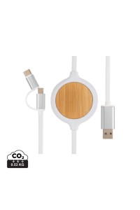 Câble 3 en 1 avec chargeur sans fil en Bambou 5W