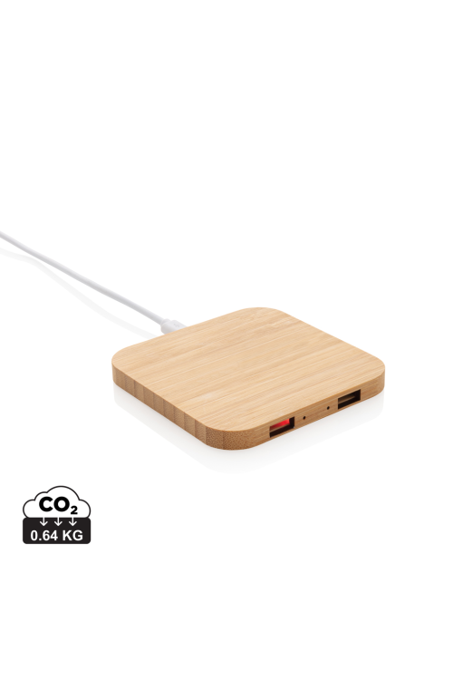 Chargeur sans fil 5W et USB en bambou