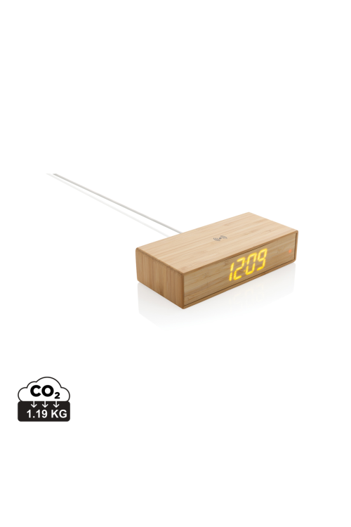 Réveil en bambou avec chargeur sans fil 5W