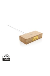 Réveil en bambou avec chargeur sans fil 5W
