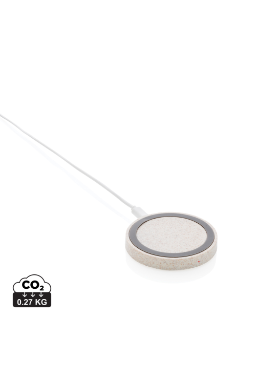 Chargeur sans fil rond en fibre de paille de 5W