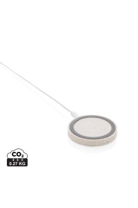 Chargeur sans fil rond en fibre de paille de 5W