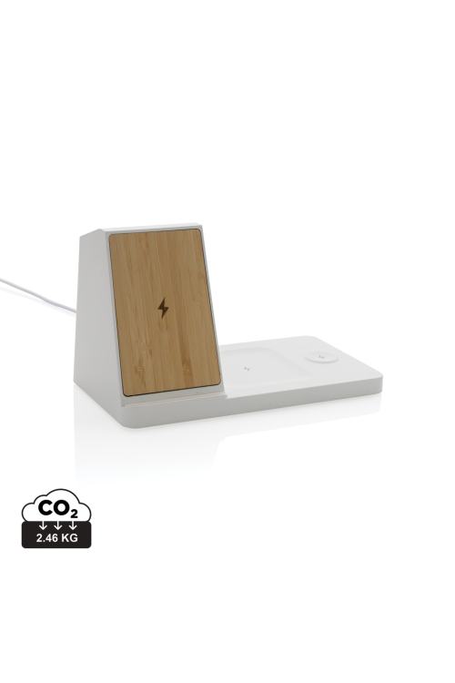 Chargeur 15W Ontario 3 en 1 plastique recyclé RCS et bambou