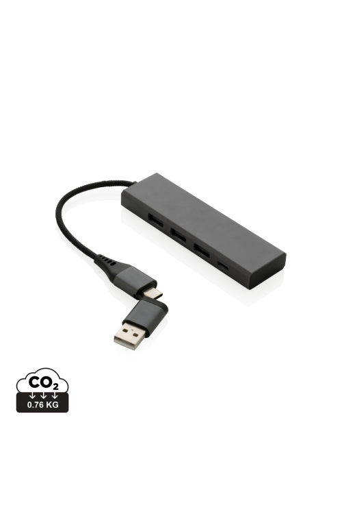 Hub avec 3 ports USB en aluminium recyclé RCS Terra