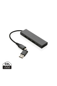 Hub avec 3 ports USB en aluminium recyclé RCS Terra