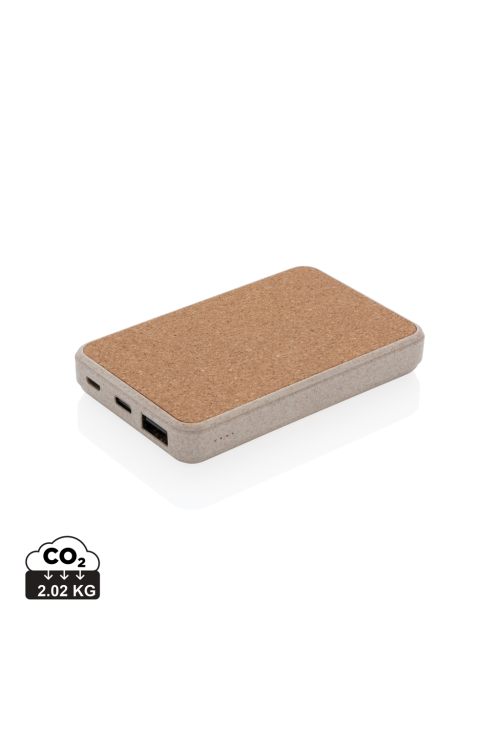 Powerbank 5000 mAh en fibre de paille de blé et liège