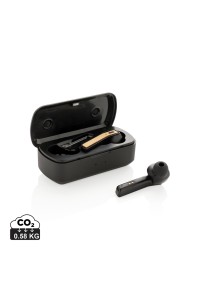 Ecouteurs Flow TWS dans un boitier en bambou