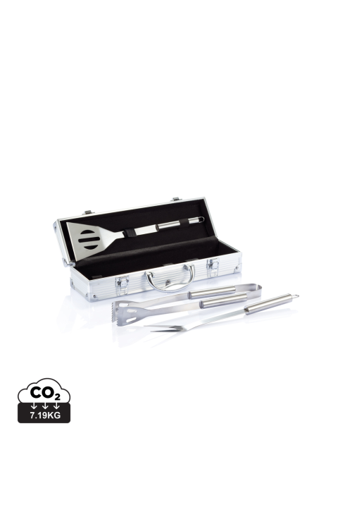 Set de 3 pcs pour barbecue en coffret aluminium