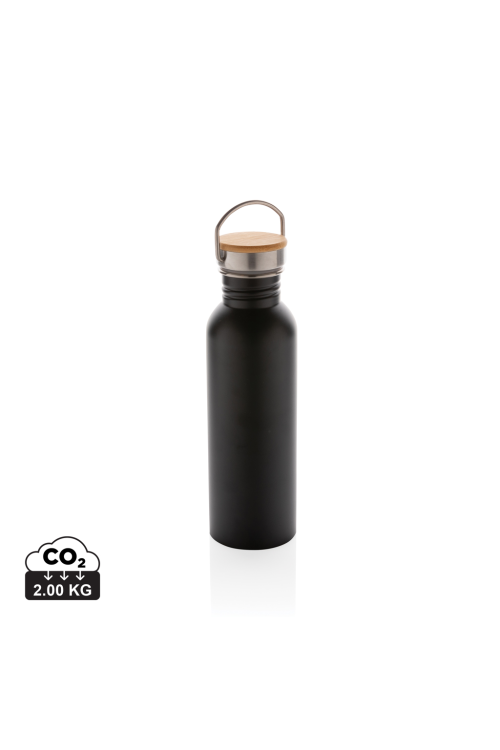 Bouteille en acier inoxydable avec couvercle en bambou