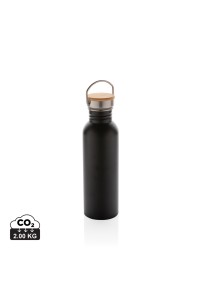 Bouteille en acier inoxydable avec couvercle en bambou