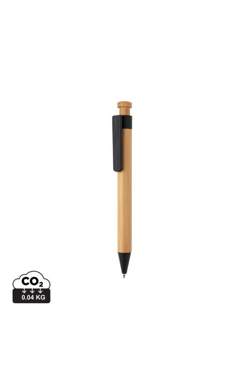 Stylo en bambou avec clip en fibre de paille