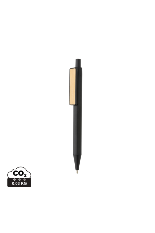 Stylo en ABS recyclé GRS avec clip en bambou
