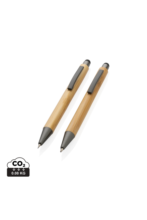 Set de stylos en bambou dans un coffret