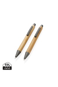 Set de stylos en bambou dans un coffret