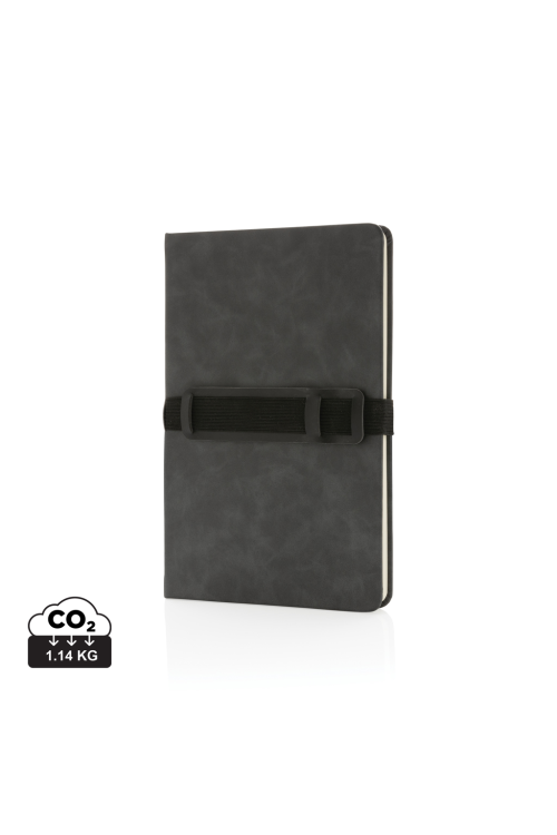 Carnet de notes A5 en PU avec porte téléphone et porte stylo