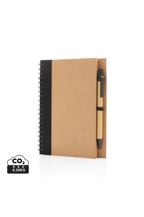 Cahier à spirales kraft avec stylo