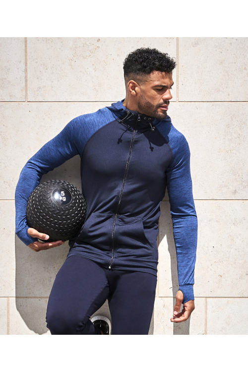 Sweat-shirt à capuche zippé contrasté