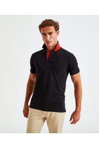 Polo contrasté coupe classique homme boutons et dessous de col contrastés