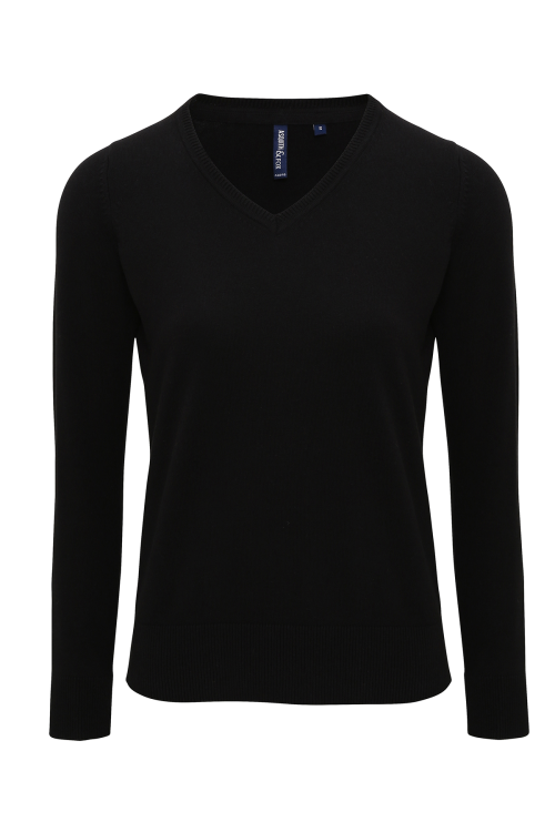 Pull femme col en V en coton mélangé