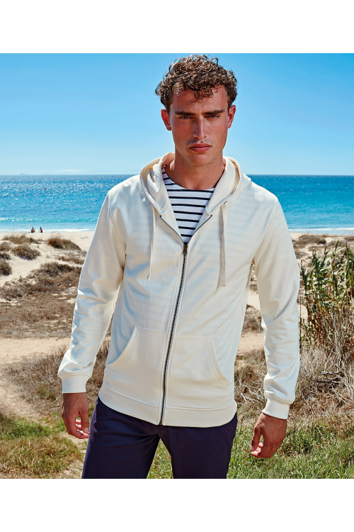 Sweat à capuche zippé homme délavé vintage « coastal » en mailles bouclettes