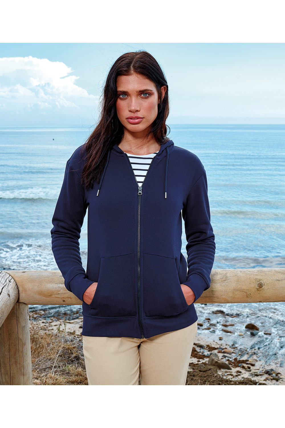 Sweat à capuche zippé femme S-Line Street bleu - Équipement route sur