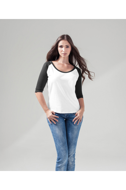 T-shirt Femme manches raglan 3/4 contrastées