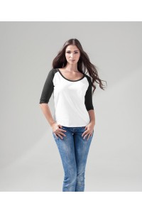 T-shirt Femme manches raglan 3/4 contrastées