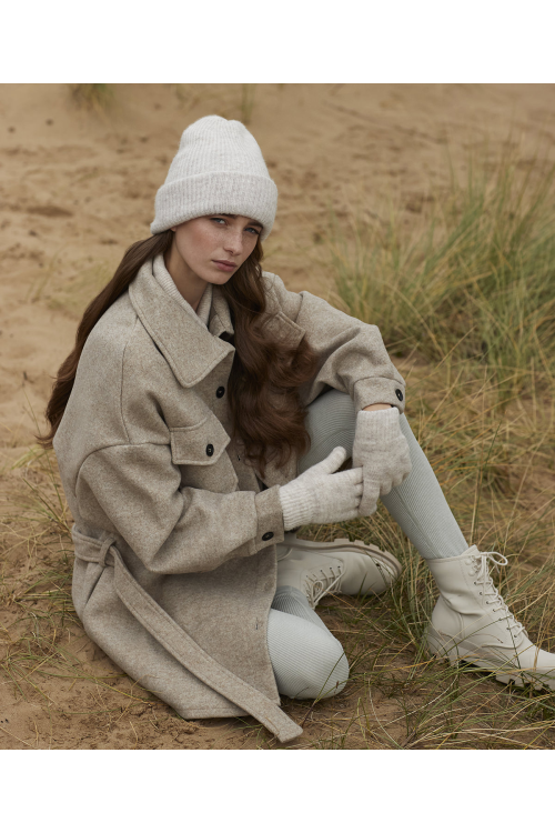 Gants Confortables à Revers en Maille Côtelée