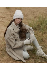 Gants Confortables à Revers en Maille Côtelée