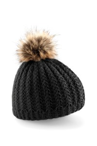 Bonnet à pompon imitation fourrure