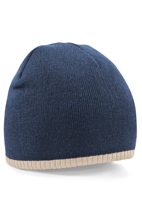 Bonnet en tricot bicolore