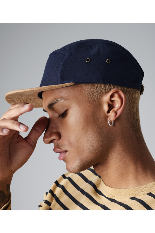 Casquette 5 panneaux à visière en daim