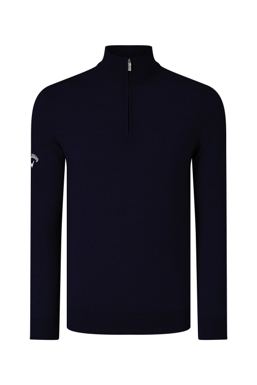 Pull en mérinos côtelé à zip 1/4