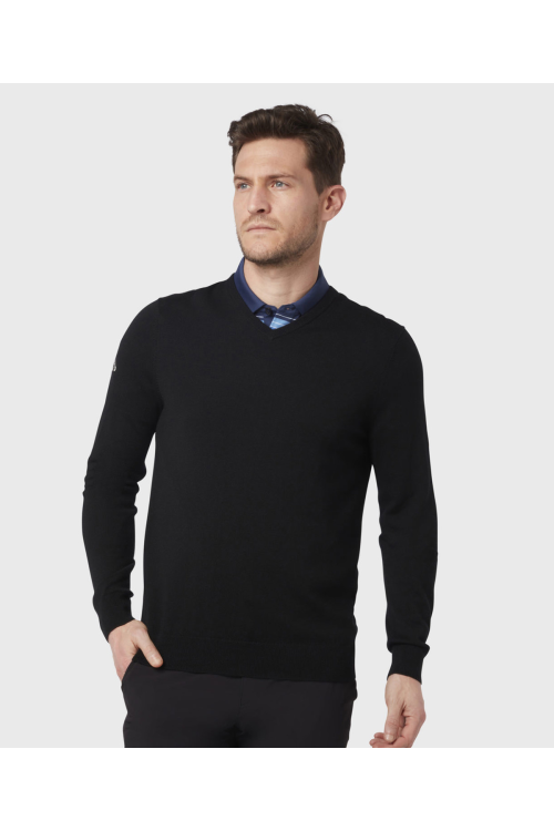 Pull en mérinos côtelé à col en V