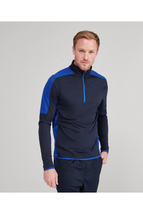 Haut d'entraînement adulte à fermeture éclair 1/4 et empiècements contrastés