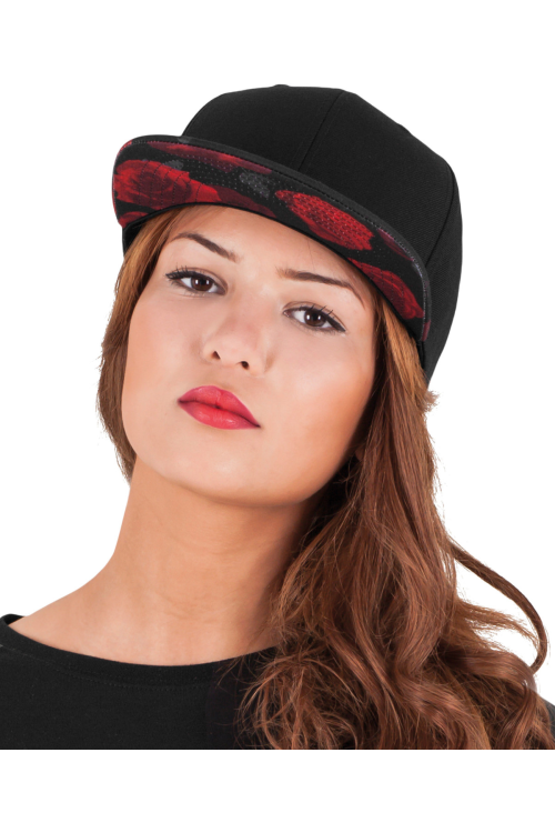 Casquette à bouton-pression avec roses (6089R)
