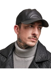 Casquette de camionneur en cuir synthétique (6606LT)