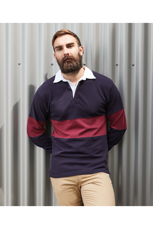 Maillot de rugby à bandes contrastées