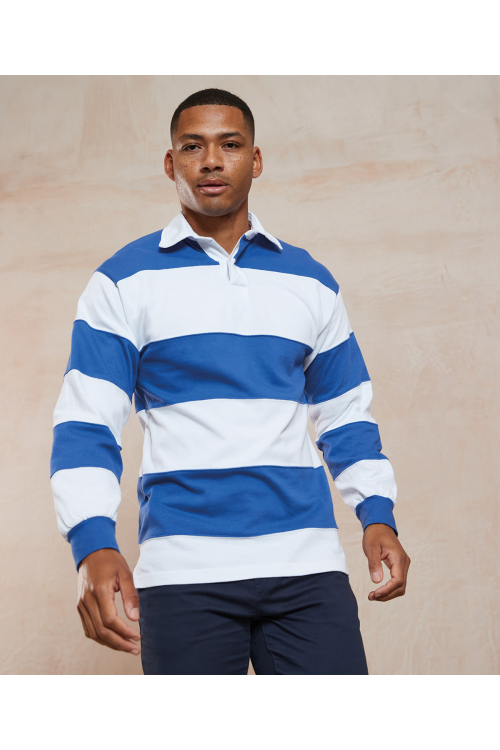 Polo de rugby à manches longues à rayures cousues