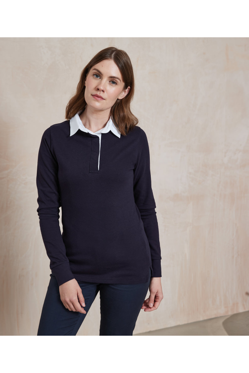 Polo de rugby uni à manches longues Femme
