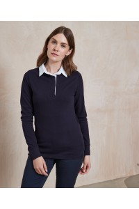Polo de rugby uni à manches longues Femme