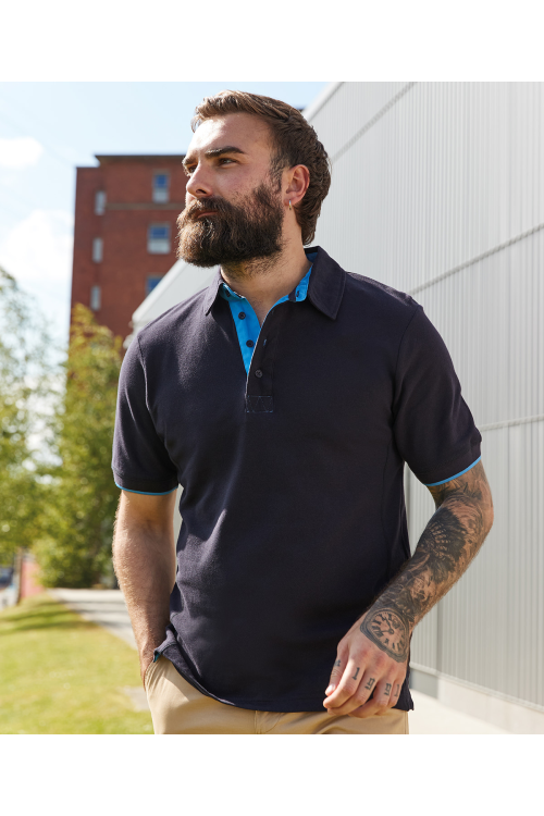 Polo en piqué contrasté