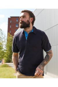 Polo en piqué contrasté