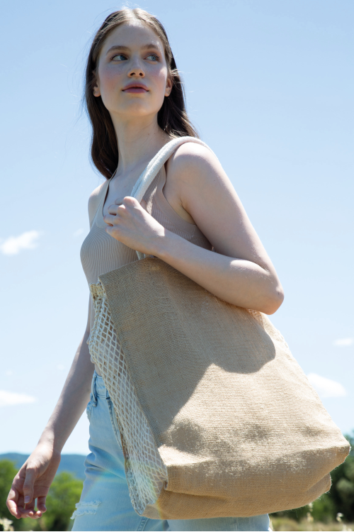 Sac shopping avec soufflet en filet